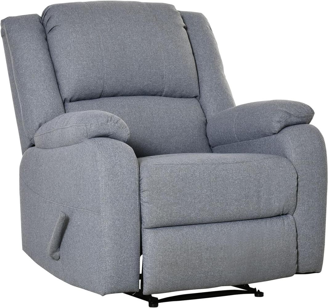 HOMCOM Relaxsessel mit Liegefunktion Fernsehsessel TV-Sessel Sessel mit Seitentasche Leinenartiges Polyester Grau 90 x 96 x 98 cm Bild 1