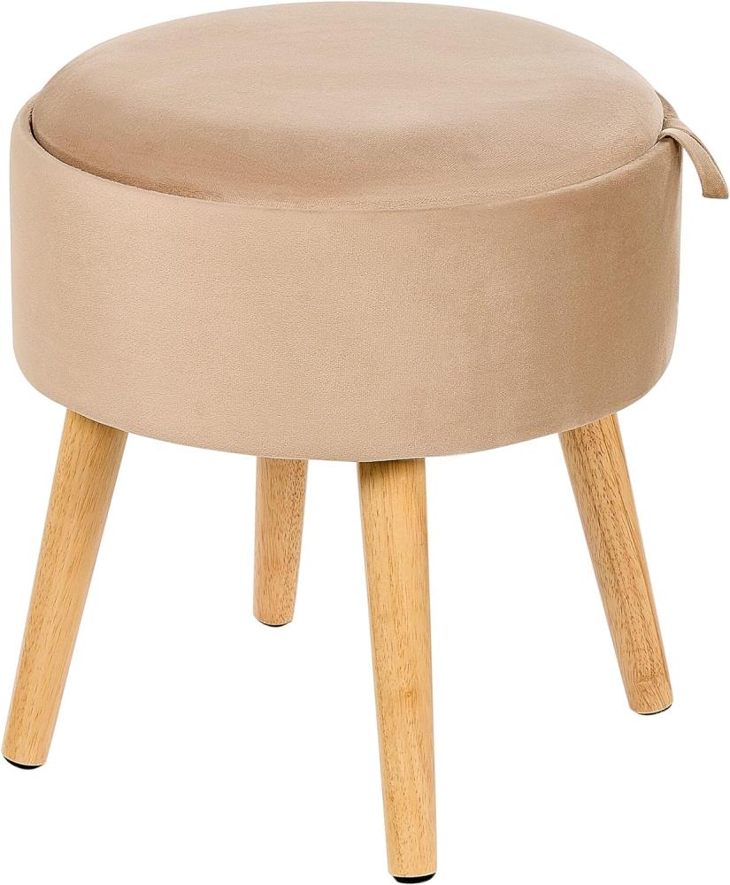 Hocker mit Stauraum Samtstoff Holz beige NEELY Bild 1