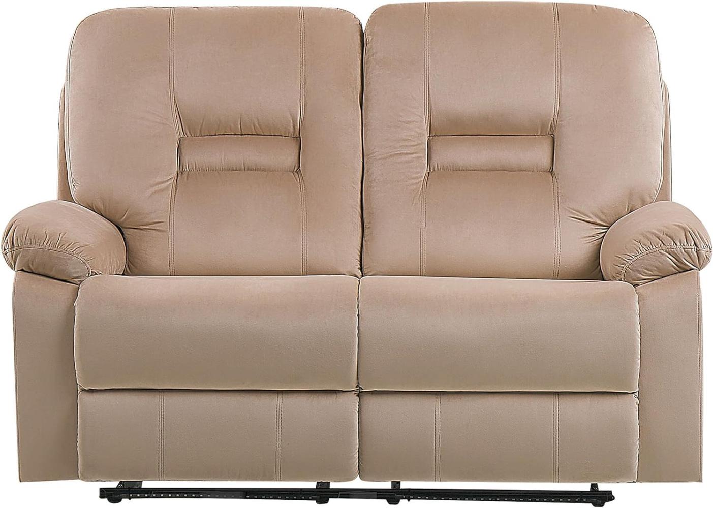 2-Sitzer Sofa Samtstoff beige LED-Beleuchtung USB-Port elektrisch verstellbar BERGEN Bild 1