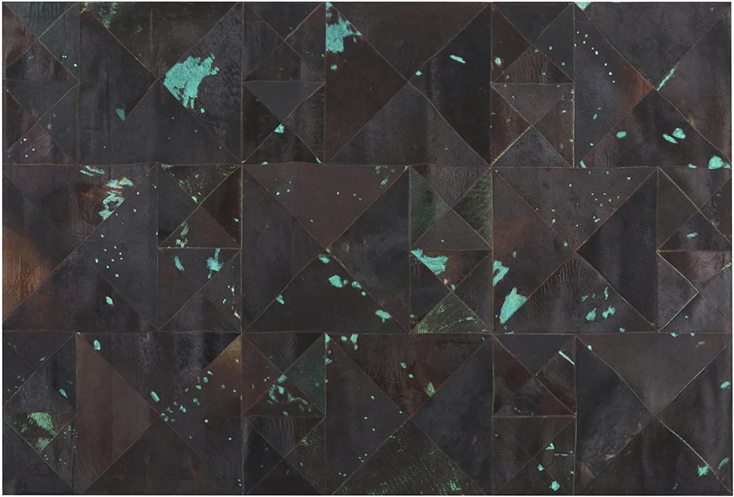 Teppich Kuhfell braun-türkis 160 x 230 cm Patchwork Kurzflor ATALAN Bild 1