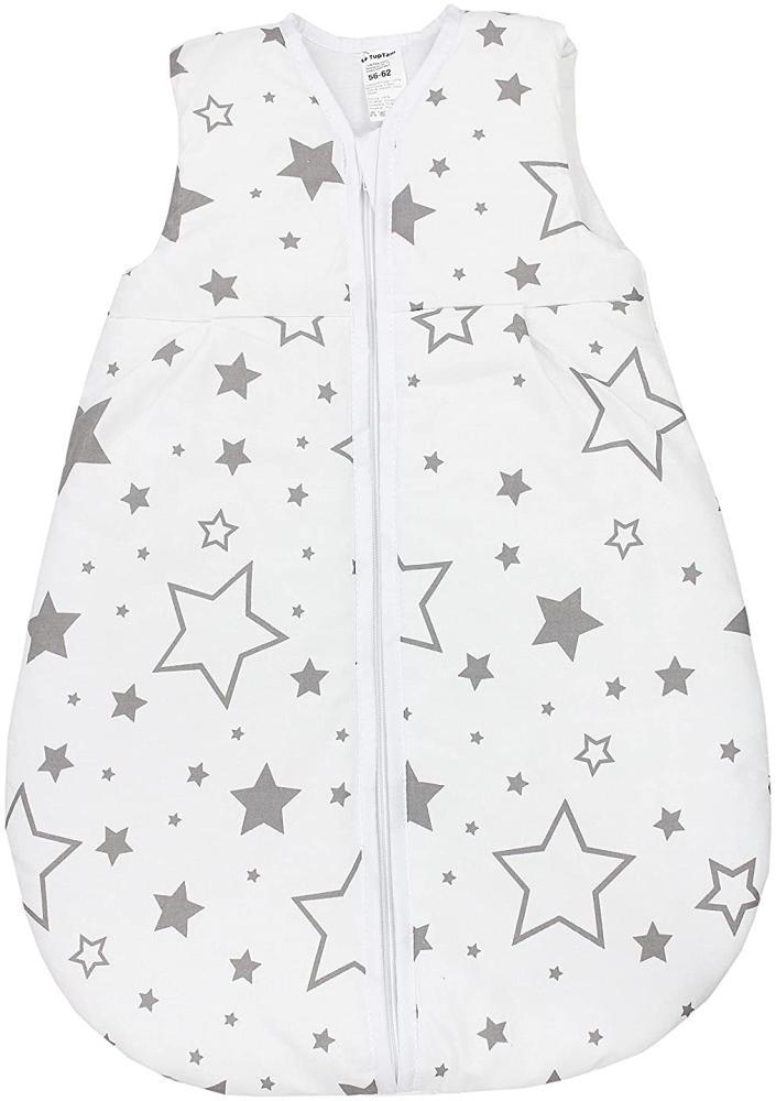 TupTam Baby Ganzjahres Schlafsack Ärmellos Wattiert, Farbe: Sterne Grau/Weiß, Größe: 56-62 Bild 1