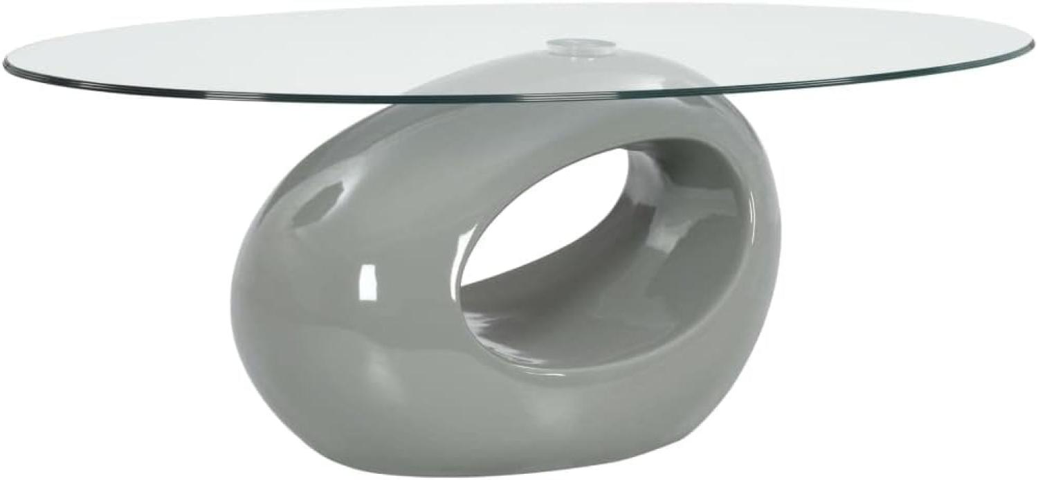 vidaXL Couchtisch mit Ovaler Glas-Tischplatte Hochglanz-Grau Bild 1