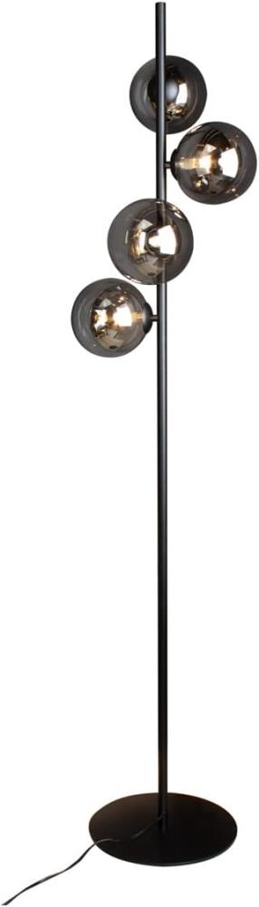 Außergewöhnliche LED Stehleuchte Schwarz - Glaskugeln Rauchglas, 160cm Bild 1