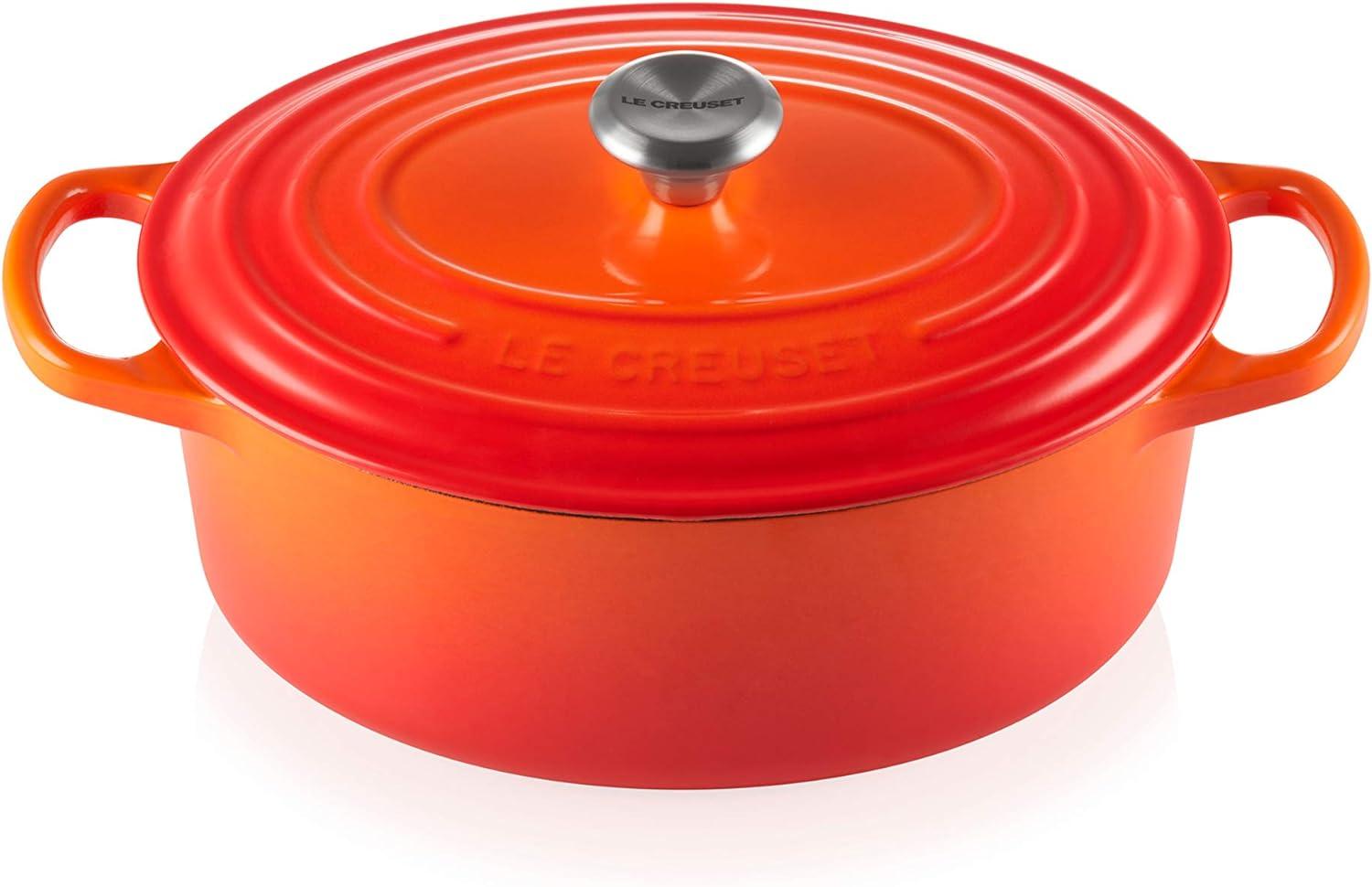 Le Creuset Signature Gusseisen-Bräter mit Deckel, Ø 25 cm, Oval, Für alle Herdarten und Induktion geeignet, Volumen: 3,2 l, 3,672 kg, Ofenrot, 21178250902430 Bild 1