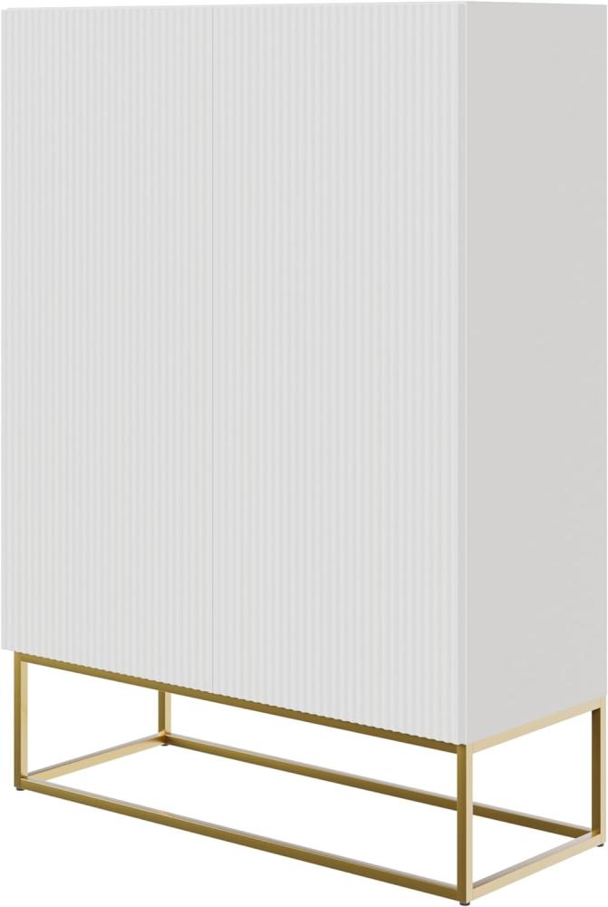 Selsey Veldio - Highboard 2-türig, Weiß mit goldenem Metallgestell, 90 cm breit Bild 1