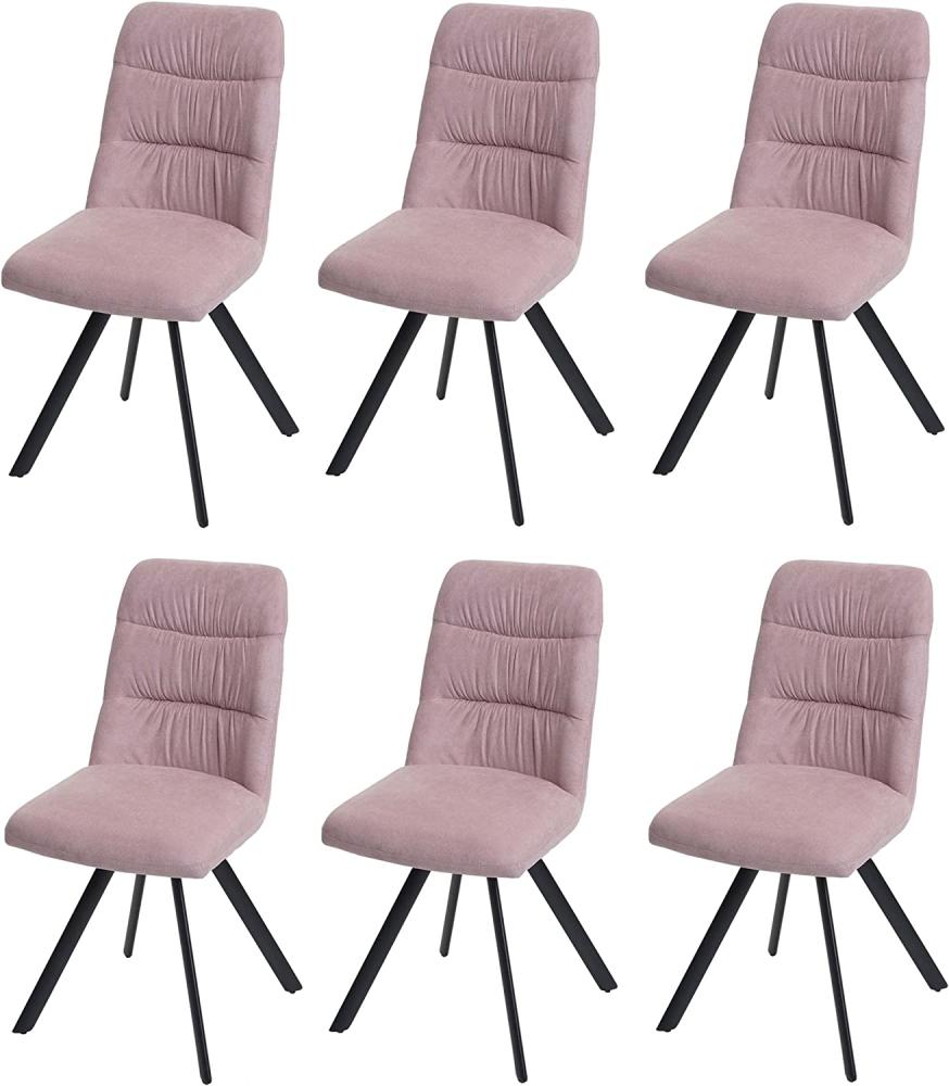 6er-Set Esszimmerstuhl HWC-J69, Küchenstuhl Stuhl, drehbar Auto-Position, Samt ~ rosa Bild 1