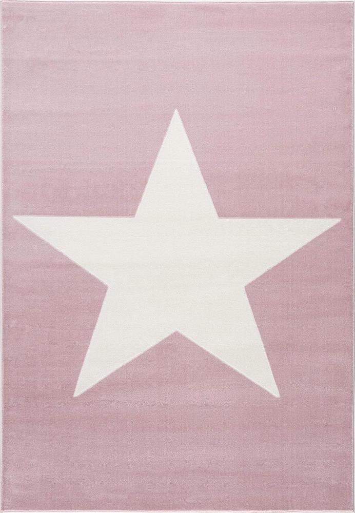 Livone Kinderteppich 160x230 cm Spielteppich Kinderzimmer SHOOTINGSTAR rosa/weiß Stern Bild 1