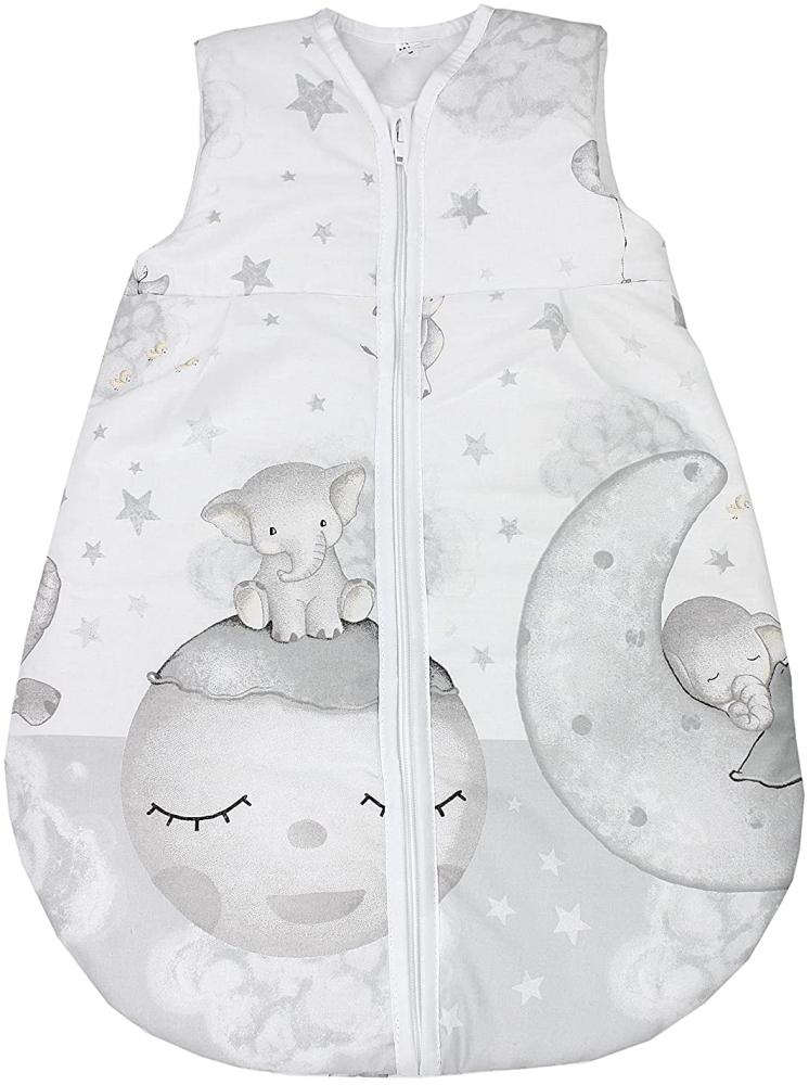 TupTam Baby Ganzjahres Schlafsack Ärmellos Wattiert, Farbe: Mond mit Elefant/Grau, Größe: 104-110 Bild 1
