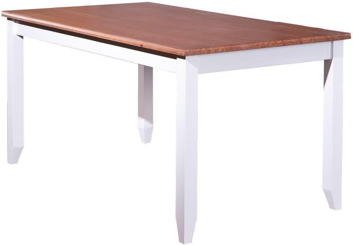 Landhaus Esstisch Wright Massivholz Küchentisch Wohnzimmer Holz Tisch weiss braun Bild 1