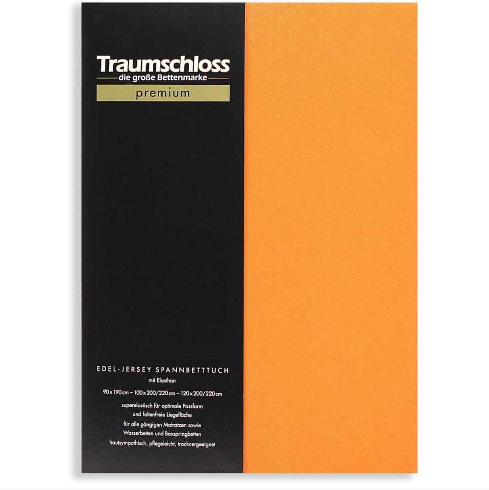 Traumschloss Premium Edel-Jersey Spannbettlaken mandarine 180-200x200-220 Bild 1