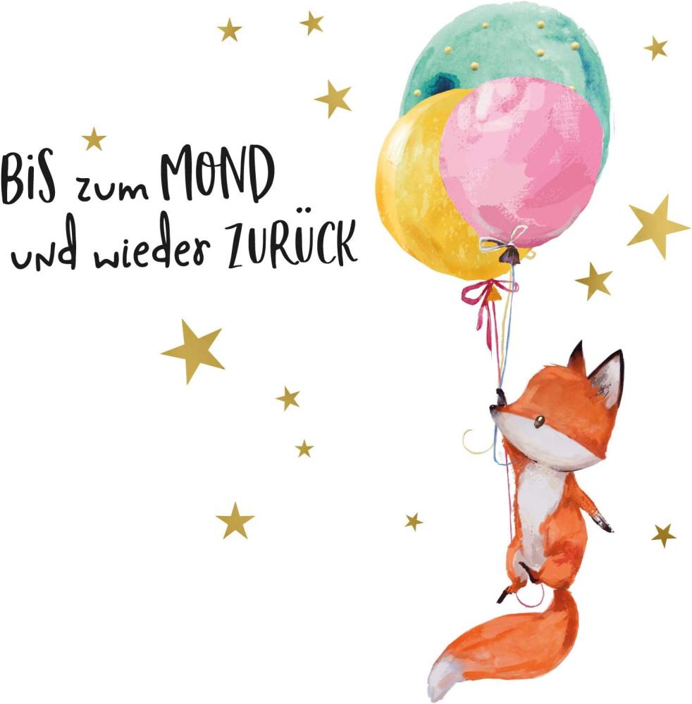 Little Deco 'Fuchs & Spruch Bis zum Mond' Kinderzimmer Wandtattoo 54 x 83 cm Bild 1