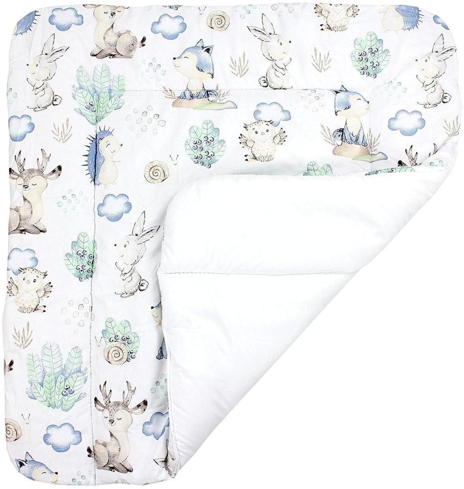 TupTam Baby Wickeltischauflage mit Baumwollbezug Gemustert, Farbe: Rehe / Igel, Größe: 75 x 85 cm Bild 1