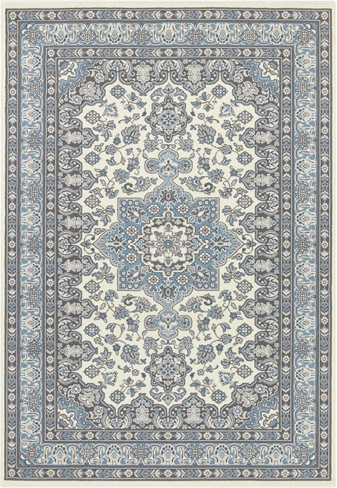 Orientalischer Kurzflor Teppich Parun Täbriz Creme Hielblau - 160x230x0,9cm Bild 1