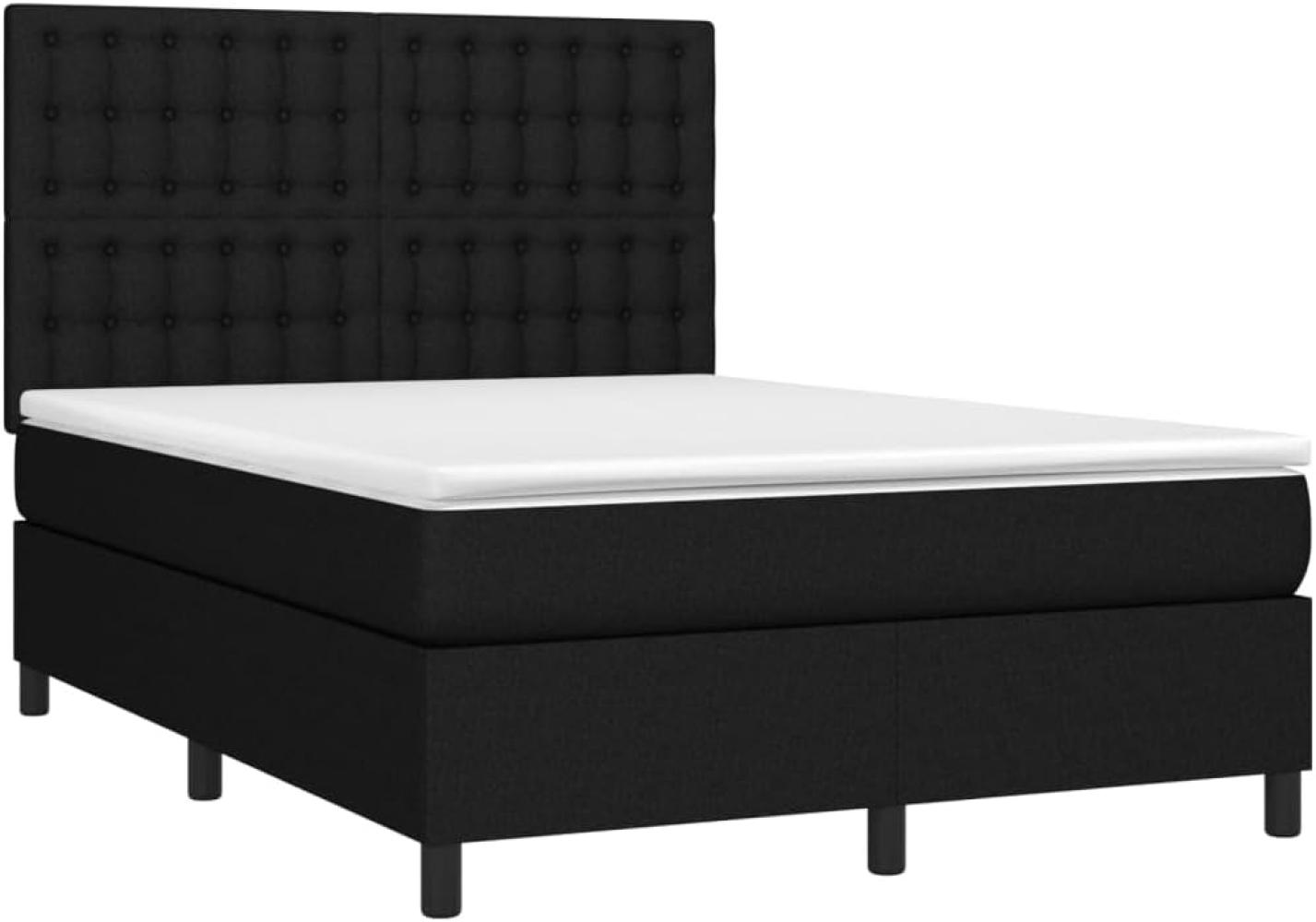 vidaXL Boxspringbett mit Matratze & LED Schwarz 140x200 cm Stoff Bild 1