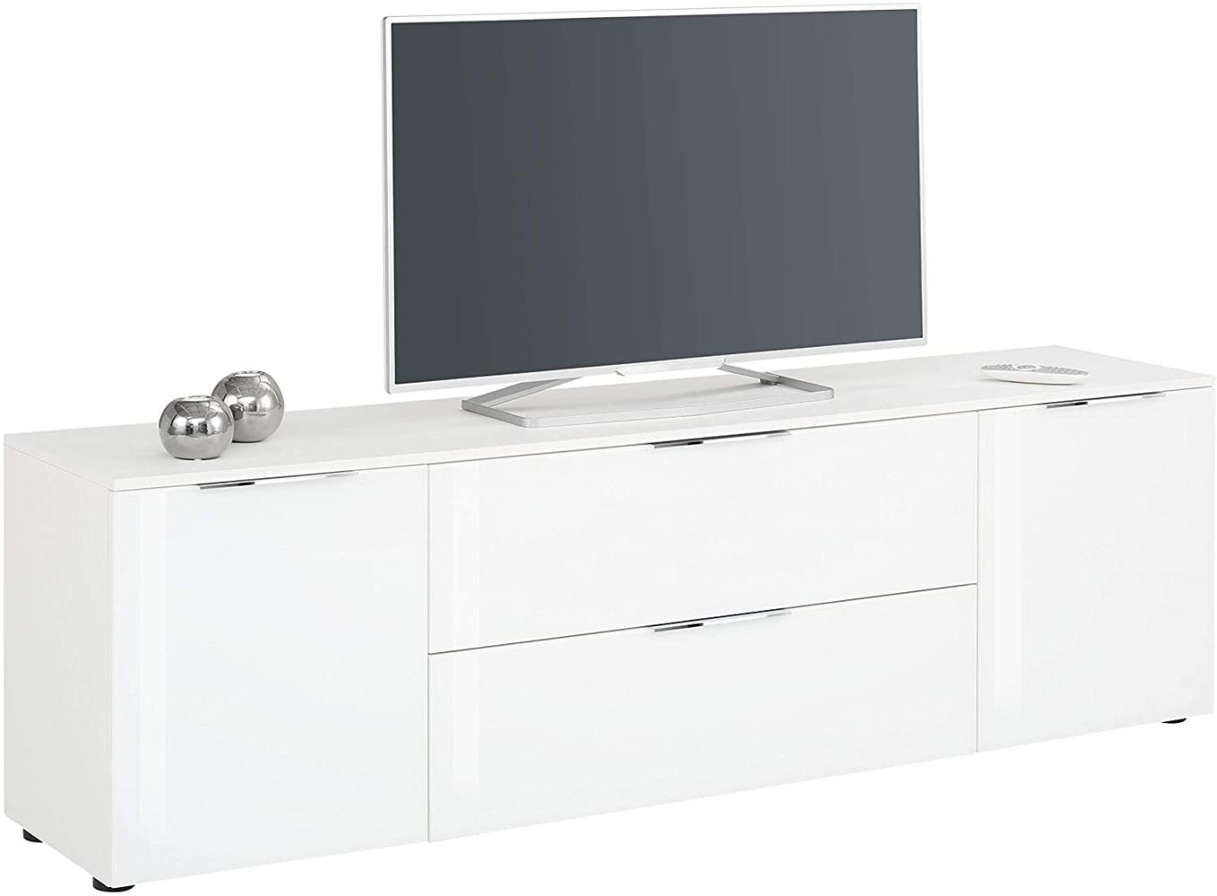 Lowboard TREND TV-Board weiß matt Front Weißglas Bild 1