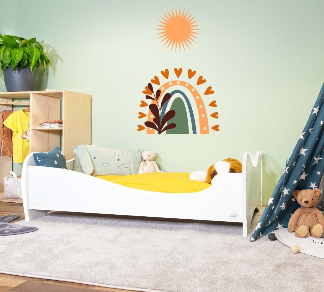 Alcube 'White Swing' Kinderbett 140 x 70 cm mit Rausfallschutz inkl. Lattenrost und Matratze, weiß Bild 1