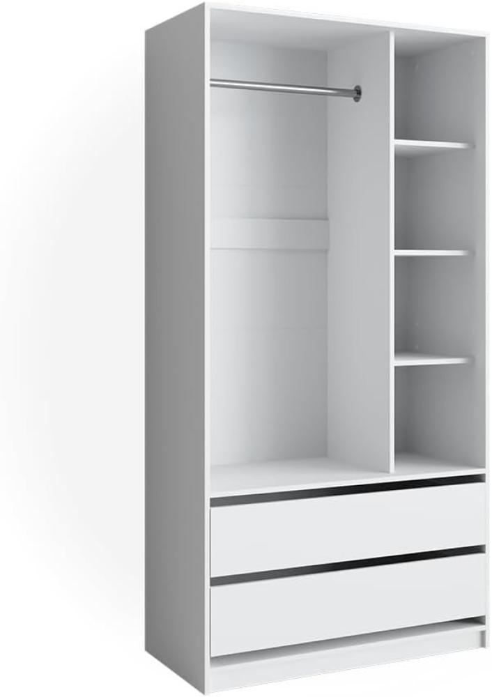 Vicco Kleiderschrank Elmo 100 x 200 cm, Weiß, offen, Garderobe, Schubfächer, Schlafzimmer Bild 1