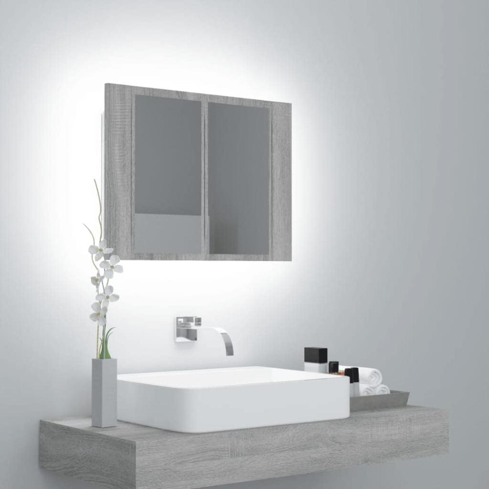 vidaXL LED-Spiegelschrank Grau Sonoma 60x12x45 cm Holzwerkstoff Bild 1