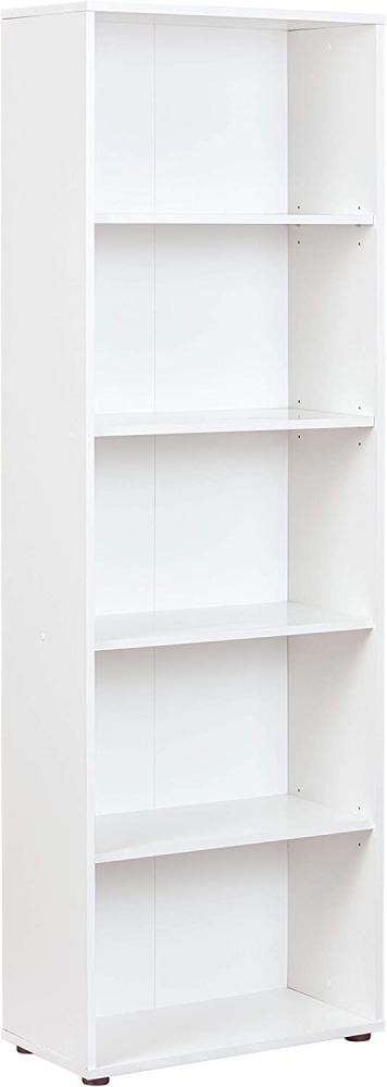 Bücherregal mit 5 Ebenen aus weißem Laminat Bild 1