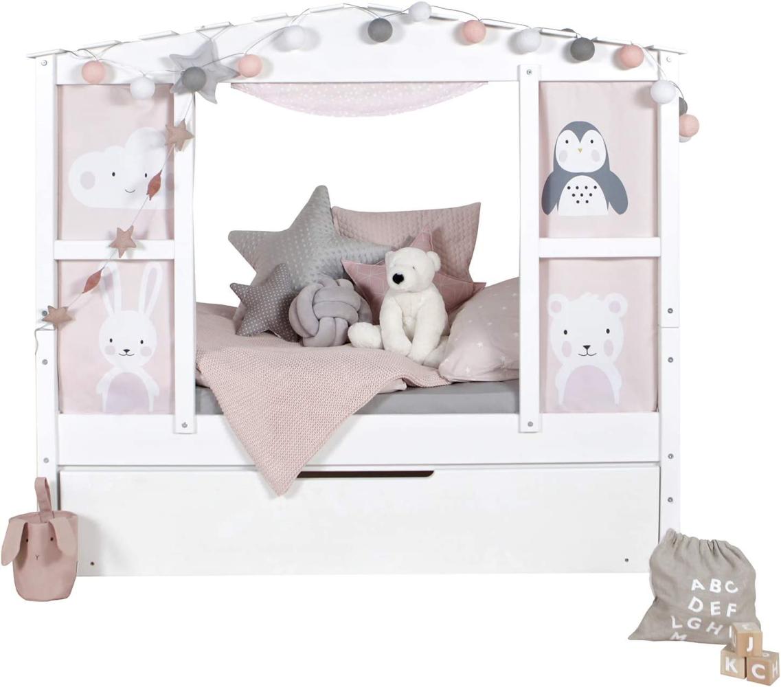 Ticaa 'Mini' Hausbett mit Bettkasten 'Amelie' Kiefer Weiß 80x160 Bild 1