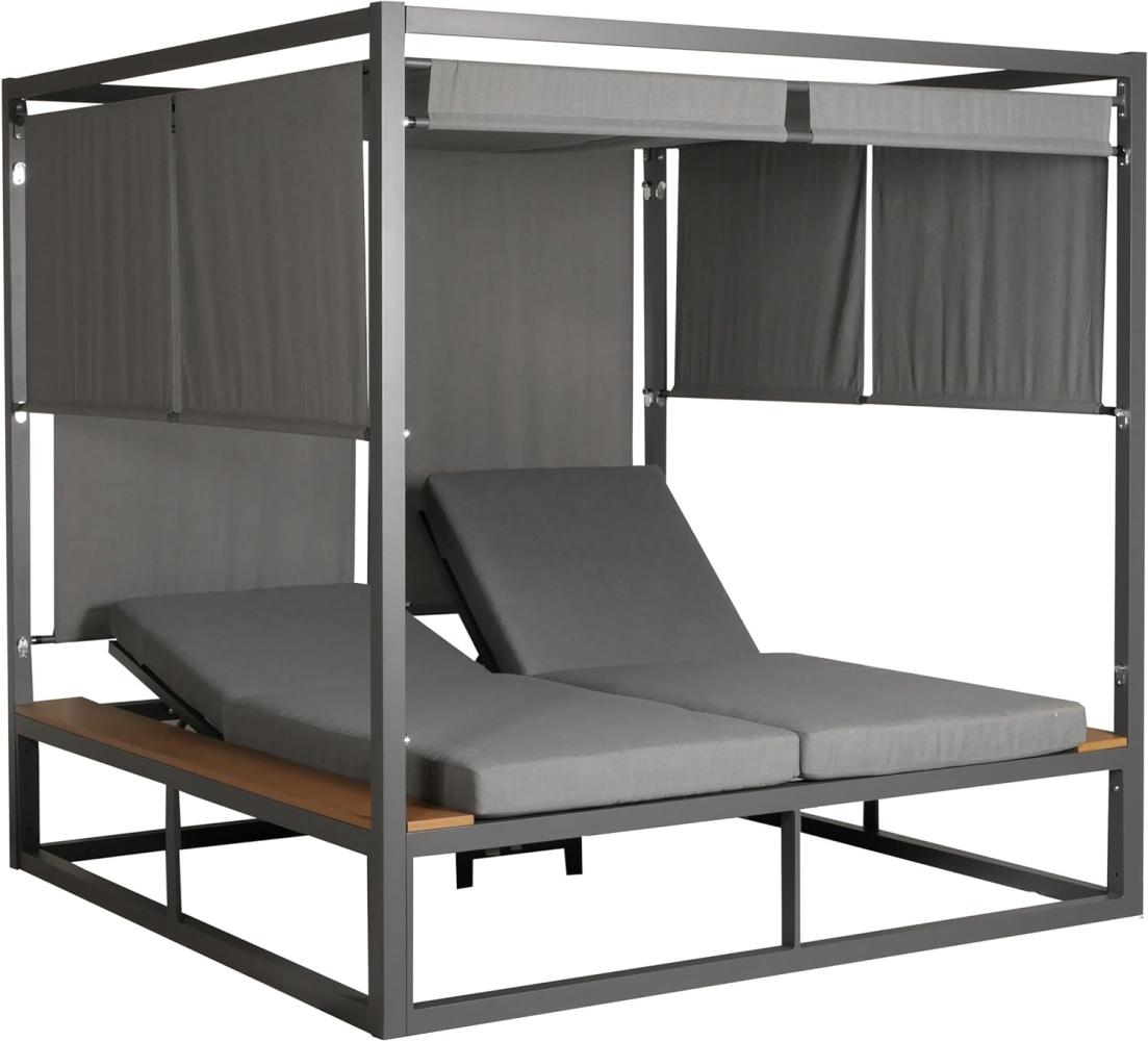 Aluminium Lounge-Gartenliege HWC-M63, XL Sonnenliege Bali-Liege Doppelliege Outdoor-Bett, 10cm-Polster ~ hellgrau Bild 1
