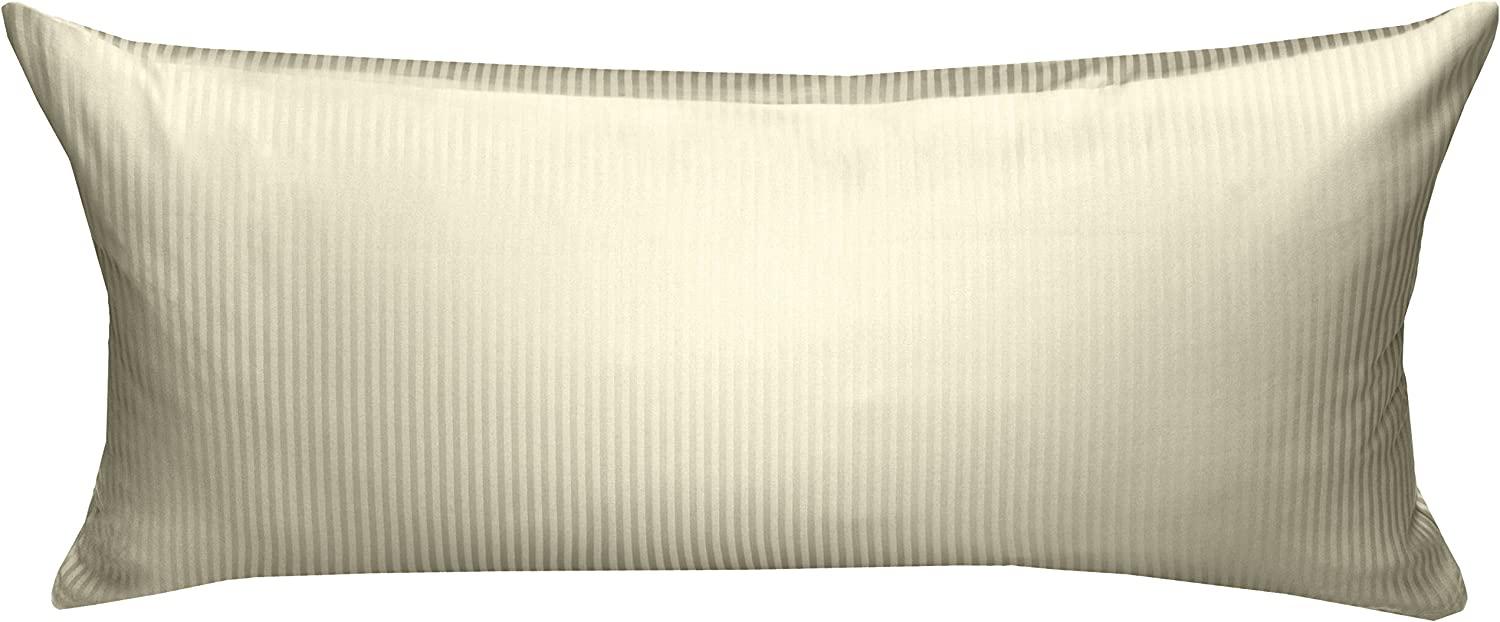 Bettwaesche-mit-Stil Mako-Satin Damast Streifen Bettwäsche „Linea“ natur 4mm gestreift Kissen 40x80 Bild 1