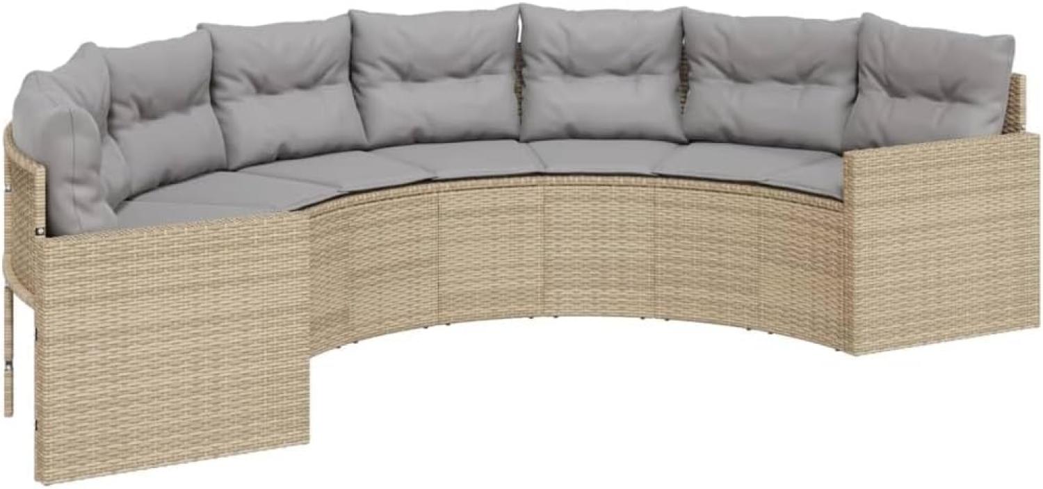 Gartensofa mit Kissen Halbrund Beige Poly-Rattan 3318515 Bild 1