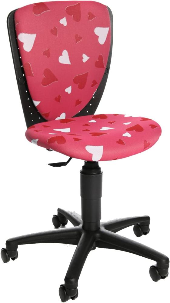 Topstar S'cool 3, Kinderdrehstuhl, Schreibtischstuhl für Kinder, Bezugsstoff pink, Motiv Herzchen Bild 1