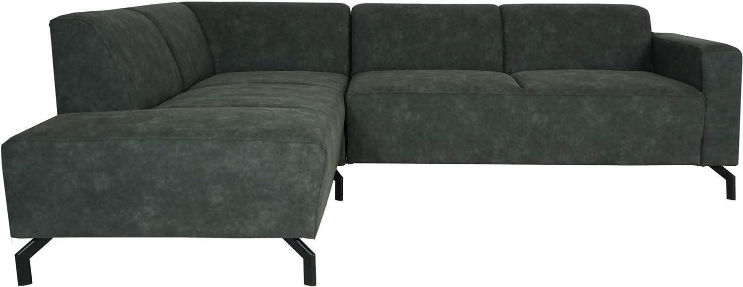 Ecksofa HWC-J60, Couch Sofa mit Ottomane links, Made in EU, wasserabweisend 247cm ~ Kunstleder grau Bild 1