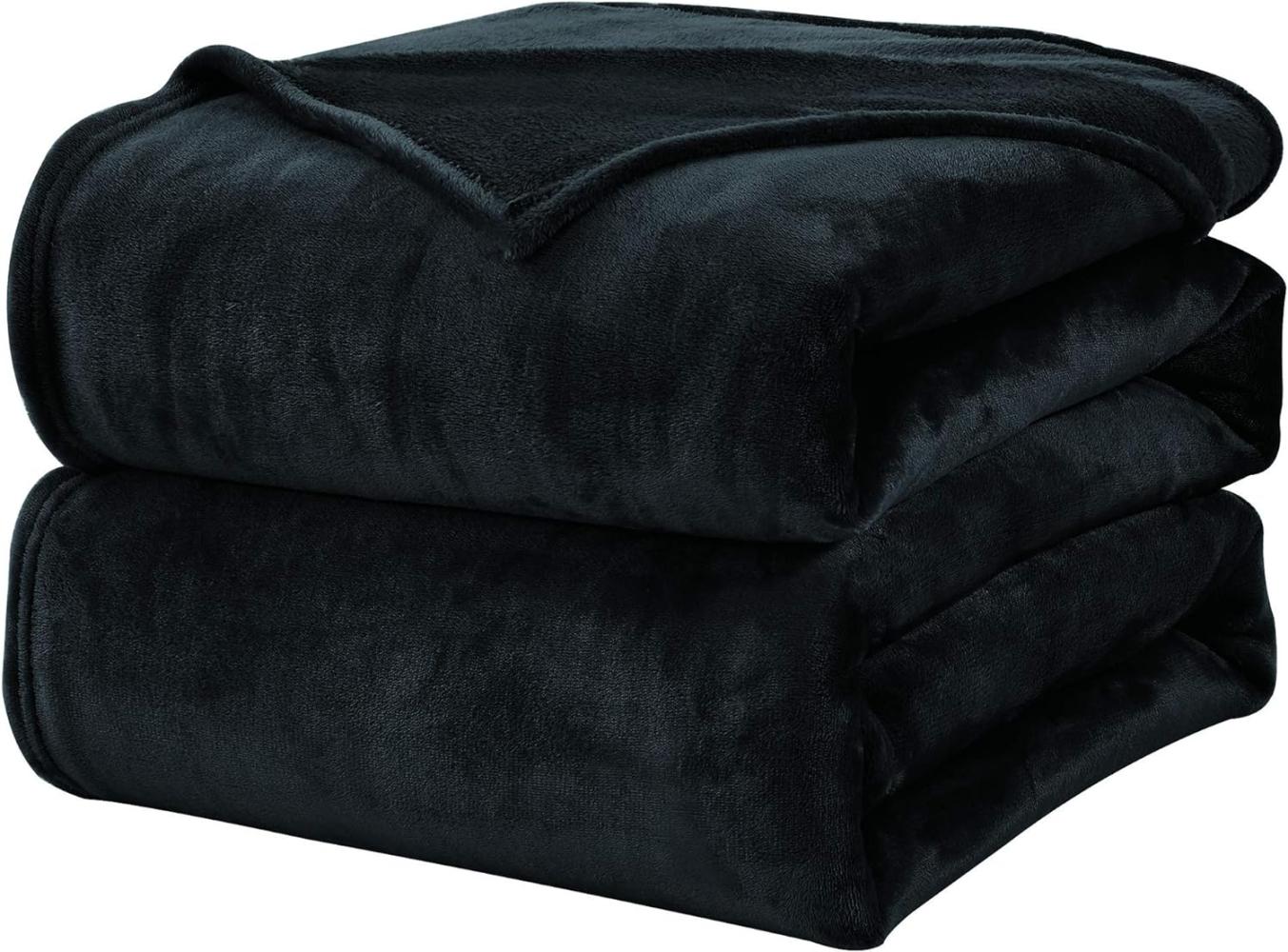 WAVVE Kuscheldecke Flauschig Decke Fleecedecke - Sofadecke 150x200 cm Wohndecke Couchdecke, Schwarz Decke Weich Sofaüberwurf XL Bild 1