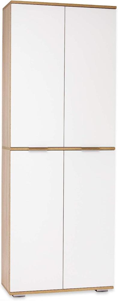 Aktenschrank Büromöbel Ordnerschrank 80,2 cm x 214,7 cm x 35 cm Bücherschrank Hoch Mehrzweckschrank Sonoma Eiche Weiß Büro Schrank Allzweckschrank Holz Für Aktenordner Bild 1