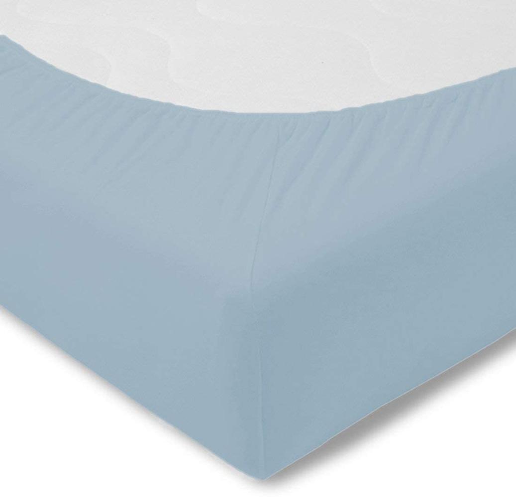 Kneer Easy-Stretch Jersey Spannbetttuch, Farbe:38 Eisblau;Größe:140x200-160x220 cm Bild 1