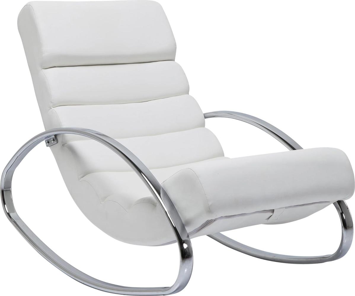 Kare Design Schaukelsessel Manhattan, Weiß, Relax-Sessel, Stahlgestell, Textil Bezug, 81x62x110 cm (H/B/T) Bild 1