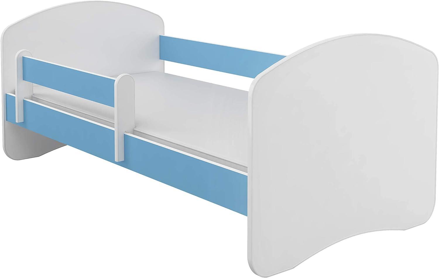 Kinderbett Jugendbett mit einer Schublade und Matratze Weiß ACMA II (140x70 cm, Blau) Bild 1