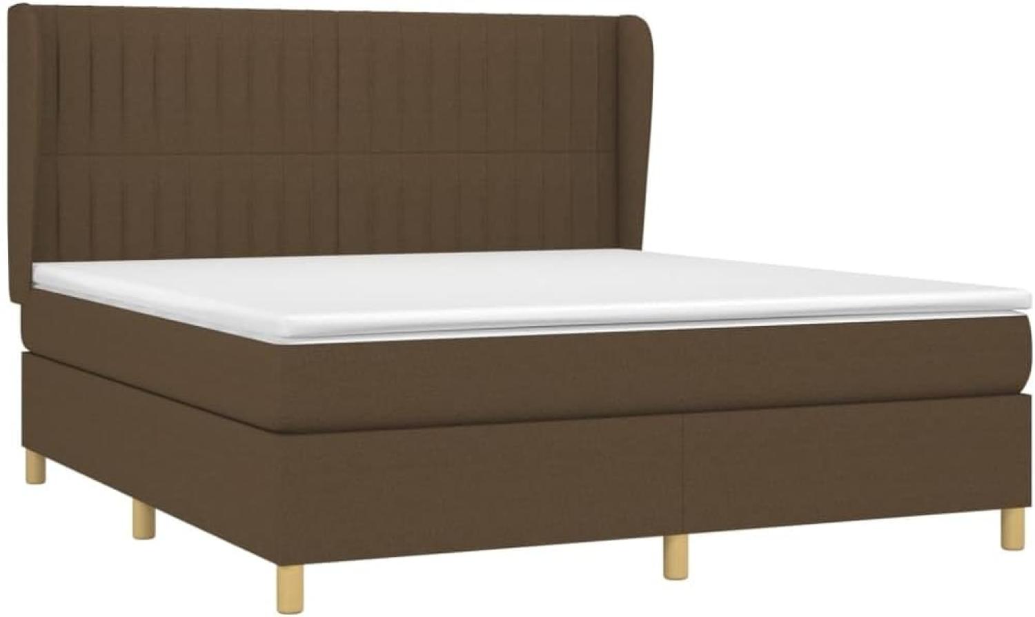 vidaXL Boxspringbett mit Matratze Dunkelbraun 180x200 cm Stoff Bild 1