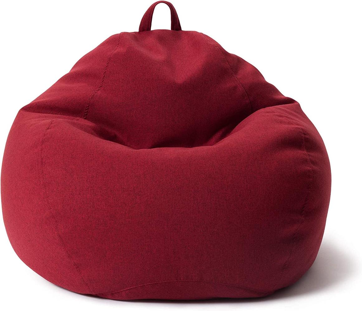 Lumaland Comfort Line Sitzsack L Indoor - 80x90x50 cm - Bodenkissen, Bean Bag Chair - 185 L - EPS Perlen Füllung - Rot Bild 1