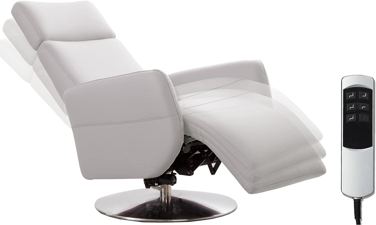 Cavadore TV-Sessel Cobra mit 2 E-Motoren / Elektrischer Fernsehsessel mit Fernbedienung / Relaxfunktion, Liegefunktion / Ergonomie M / Belastbar bis 130 kg / 71 x 110 x 82 / Echtleder Weiß Bild 1