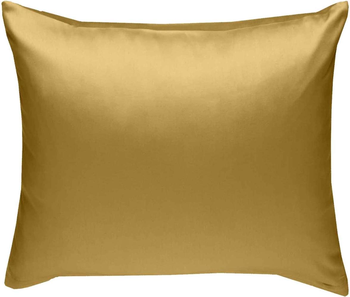 Bettwaesche-mit-Stil Mako-Satin / Baumwollsatin Bettwäsche uni / einfarbig gold Kissenbezug 40x40 cm Bild 1