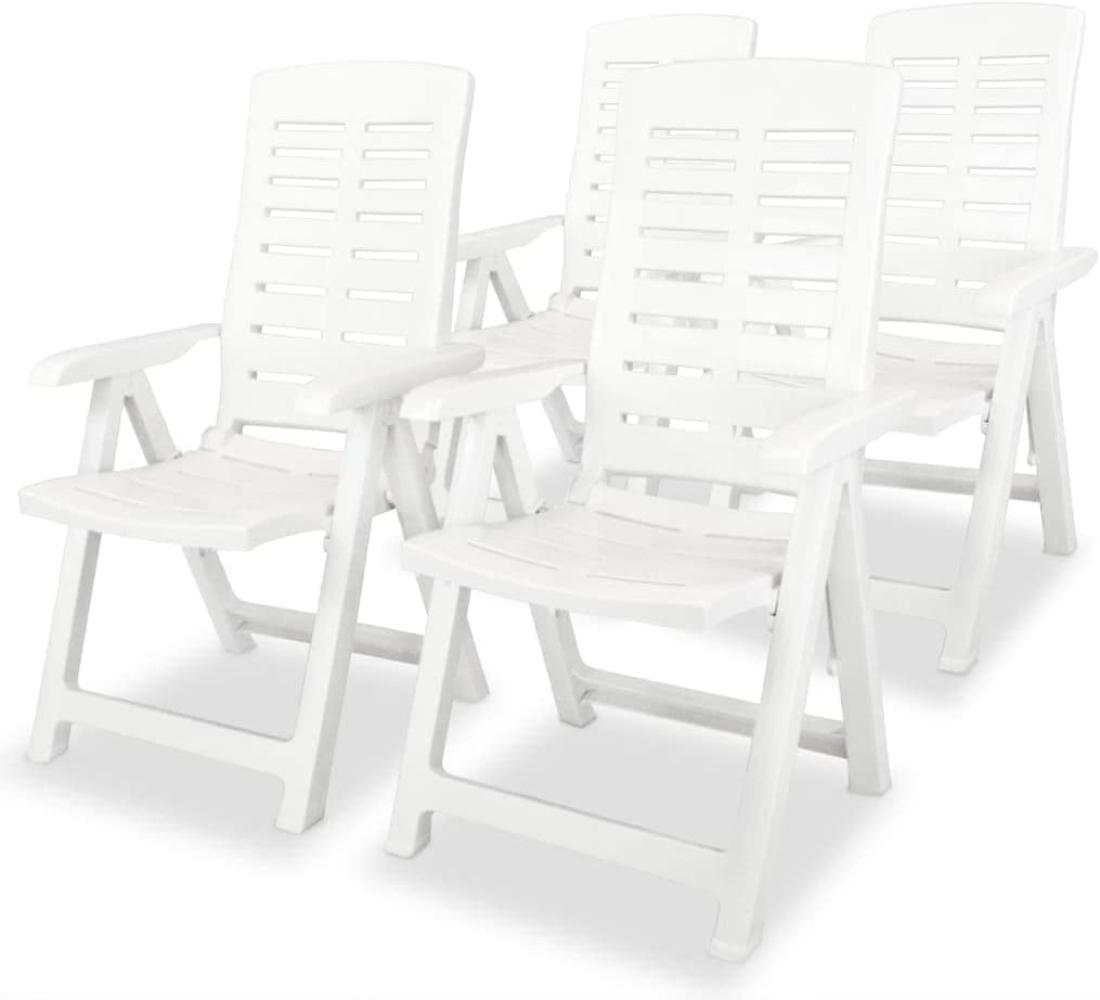 Garten-Liegestühle 4 Stk. Kunststoff Weiß Bild 1