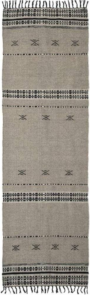 Teppich Cros aus Wolle und Baumwolle in Grau mit Muster. 90 x 300 cm Bild 1