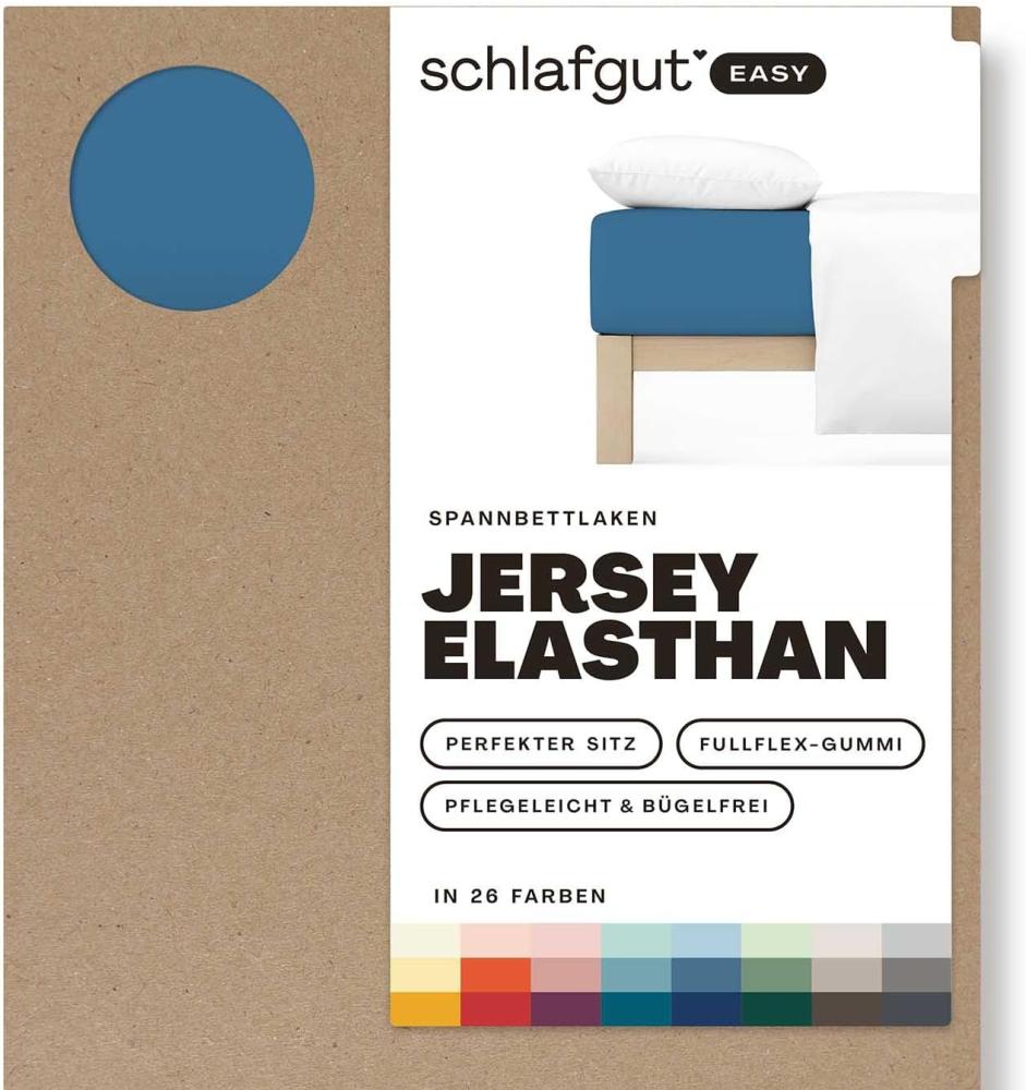 Schlafgut Spannbetttuch EASY Jersey Elasthan | 90x190 - 100x220 cm | blue-mid Bild 1