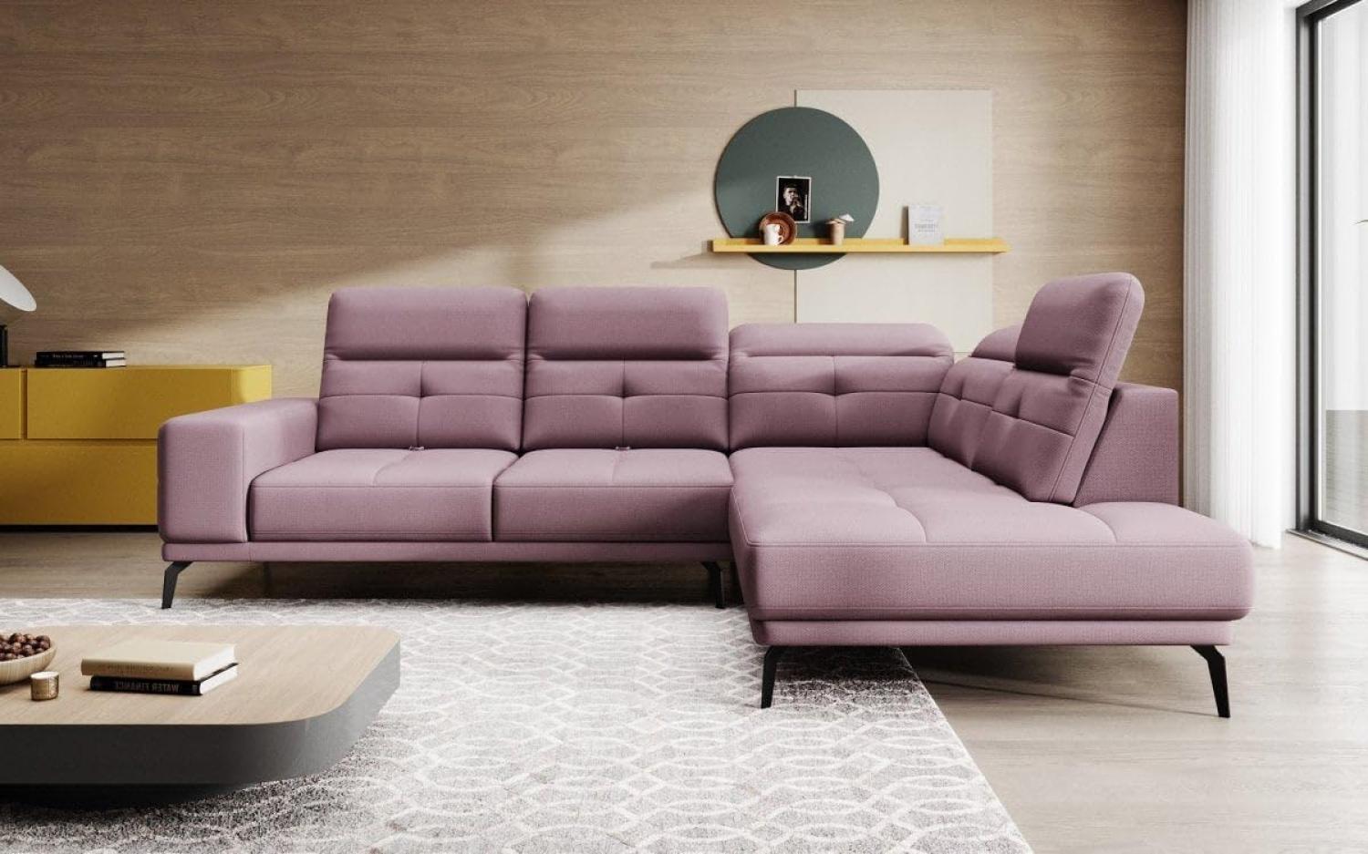 Designer Sofa Isabella mit verstellbarer Kopf- und Rückenlehne Stoff Rosé Rechts Bild 1