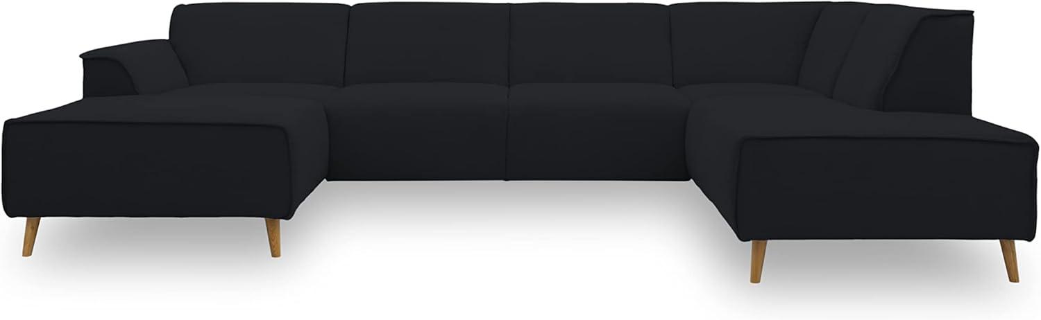 DOMO Collection Jules Wohnlandschaft, Skandinavisches Sofa mit Federkern, Couch in U-Form, schwarz, 159x333x191 cm Bild 1