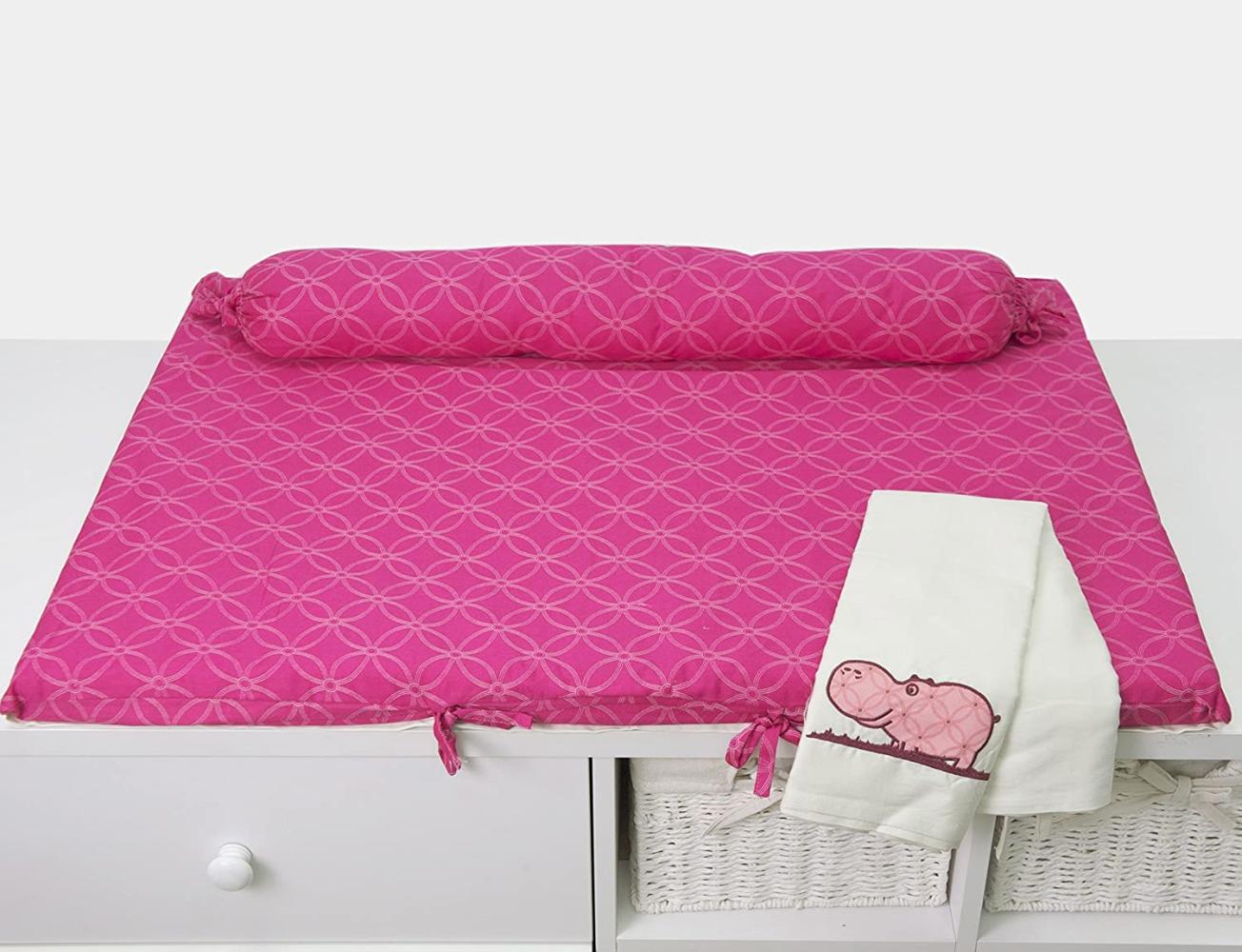 ToTs by Smartrike 250-105 Wickelauflage, Joy Hippo, mit extra Nackenrolle, Bezug 100 Prozent Baumwollsatin, 80 x 58 x 4 cm, pink Bild 1
