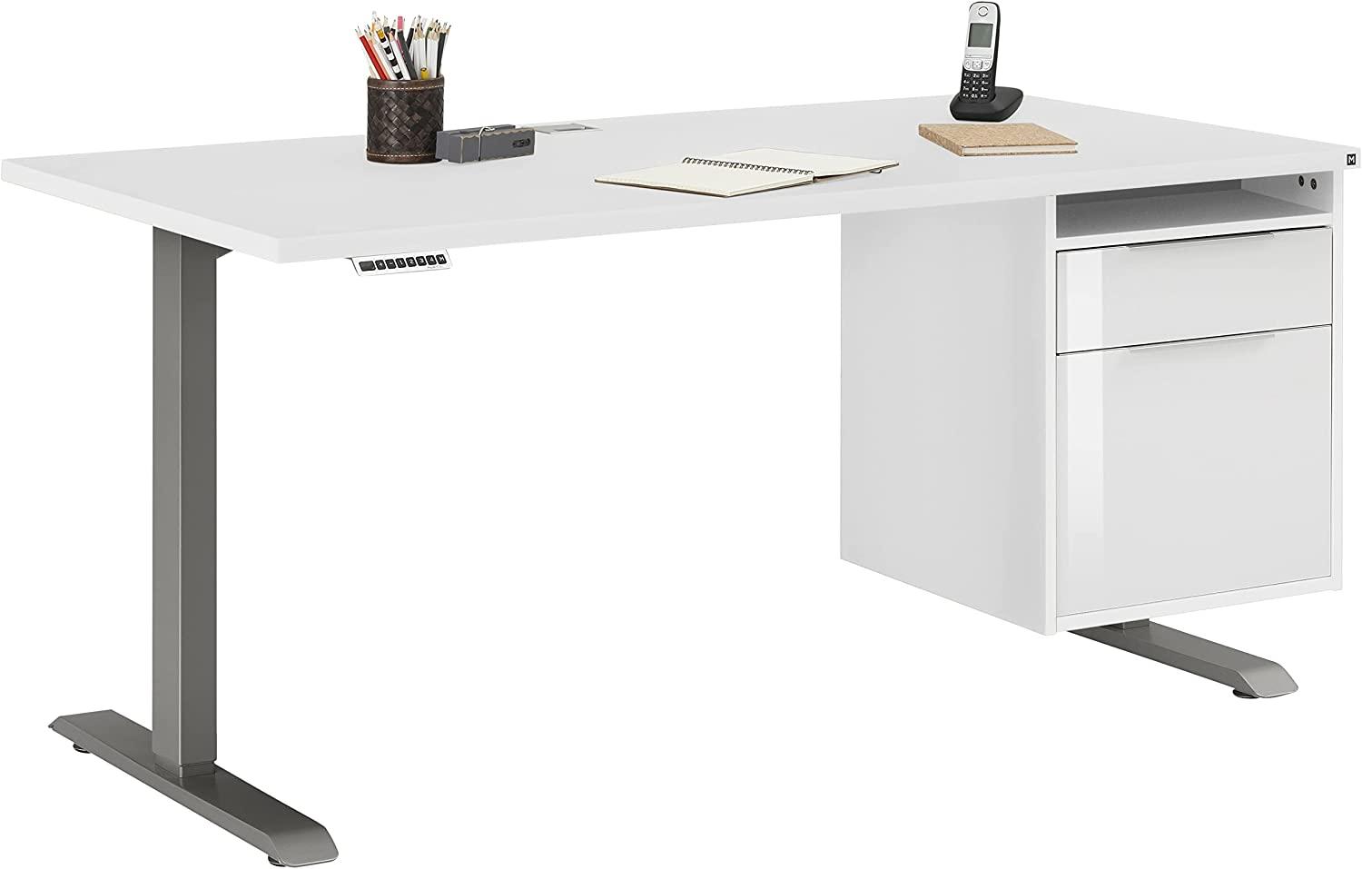 Schreibtisch >EDJUST< (BxHxT: 150x120x80 cm) Roheisen lackiert - weiß matt Bild 1