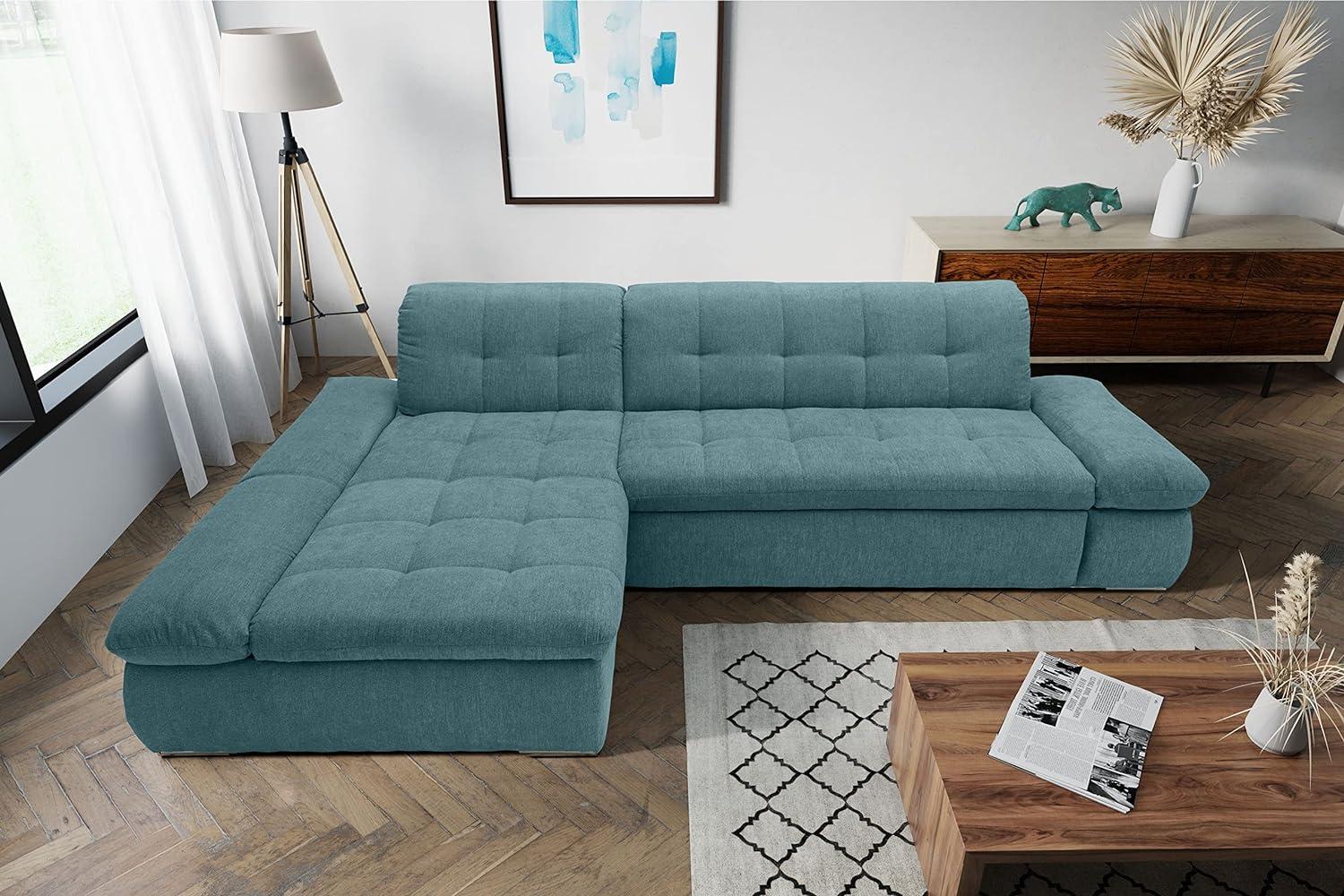 DOMO. collection Moric Couch, Ecksofa, Eckcouch, Sofa in L-Form, Petrol grün, 300 x 172 x 80 cm Bild 1