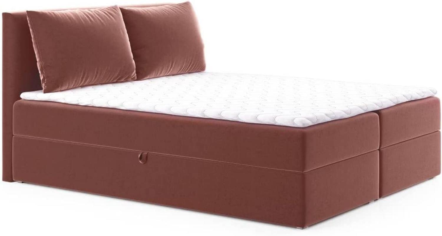 Boxspringbett Egro mit 2 Bettkästen und Zwei große Kissen - Doppelbett mit Bonell-Matratze und Topper, Polsterbett (Pink (Kronos 29), 160 x 200 cm) Bild 1