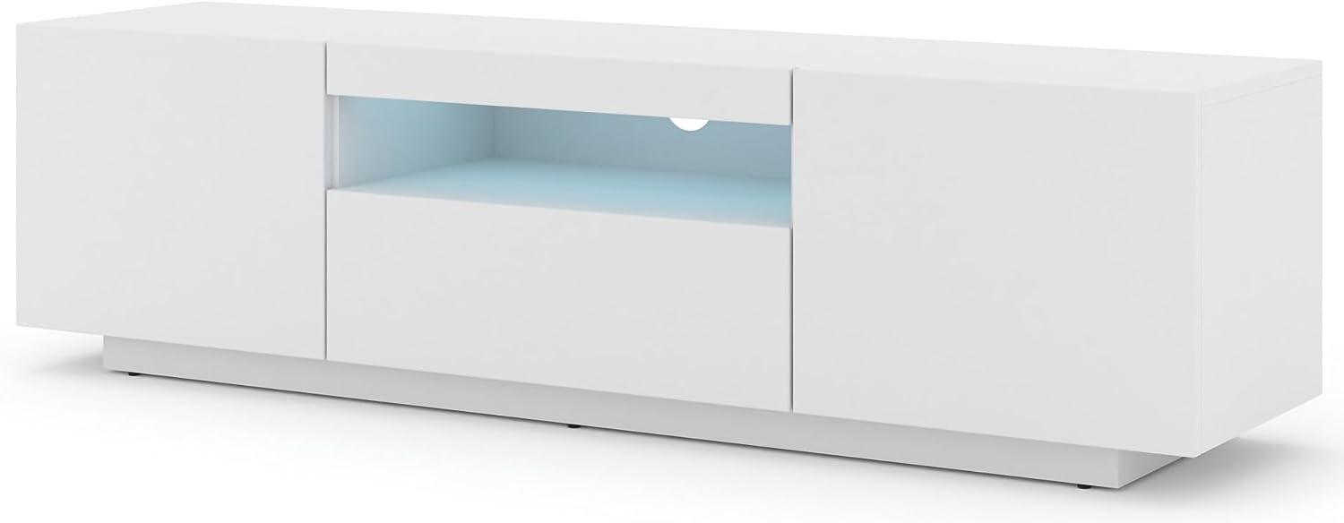 Domando Lowboard Empoli M1 Modern Breite 150cm, stehend oder hängend, LED Beleuchtung in Weiß Matt Bild 1