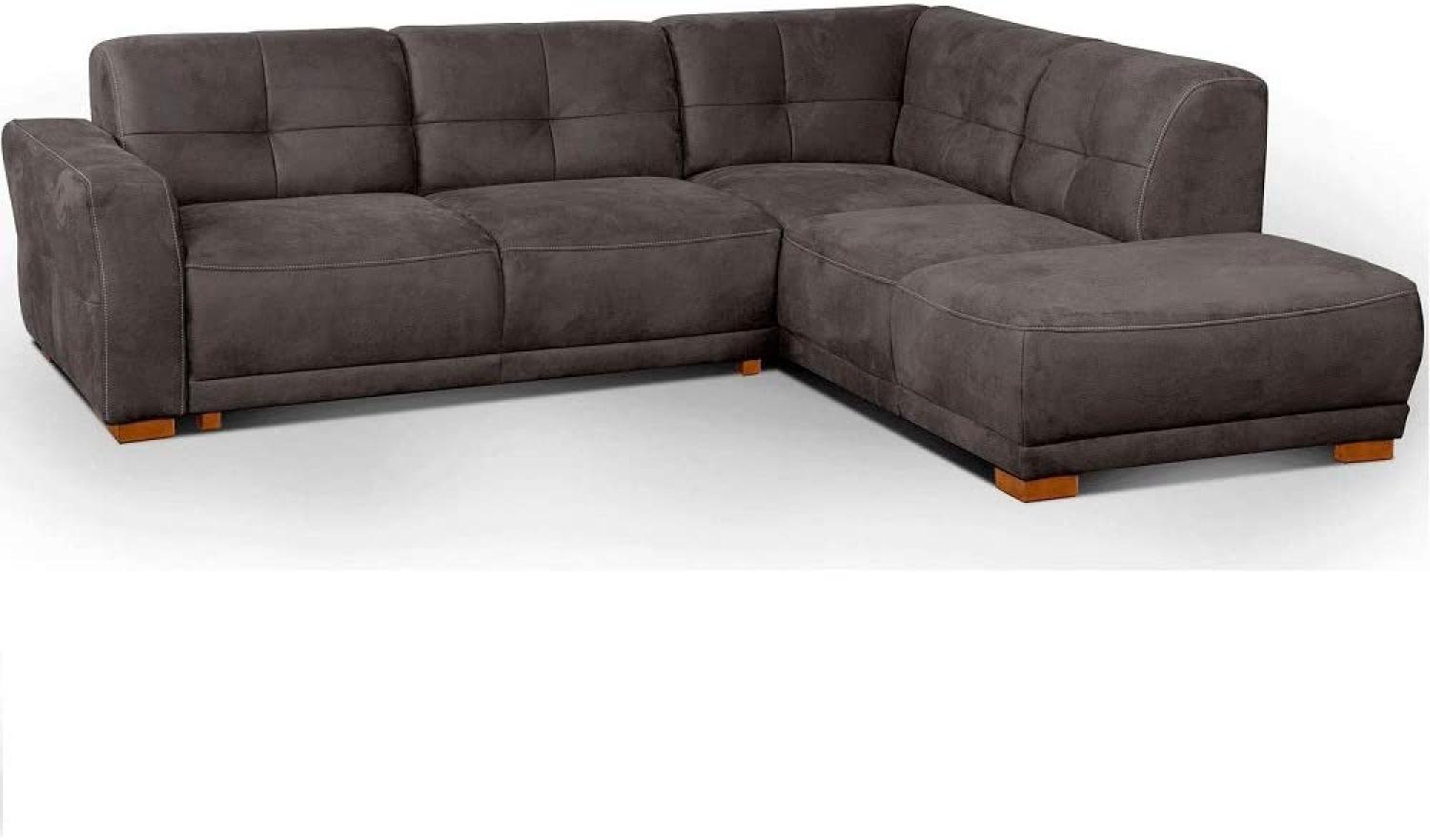 Cavadore Schlafsofa Modeo, mit Federkern, Sofa in L-Form mit Schlaffunktion im modernen Landhausstil, Holzfüße, 261 x 77 x 214, Lederoptik, grau Bild 1