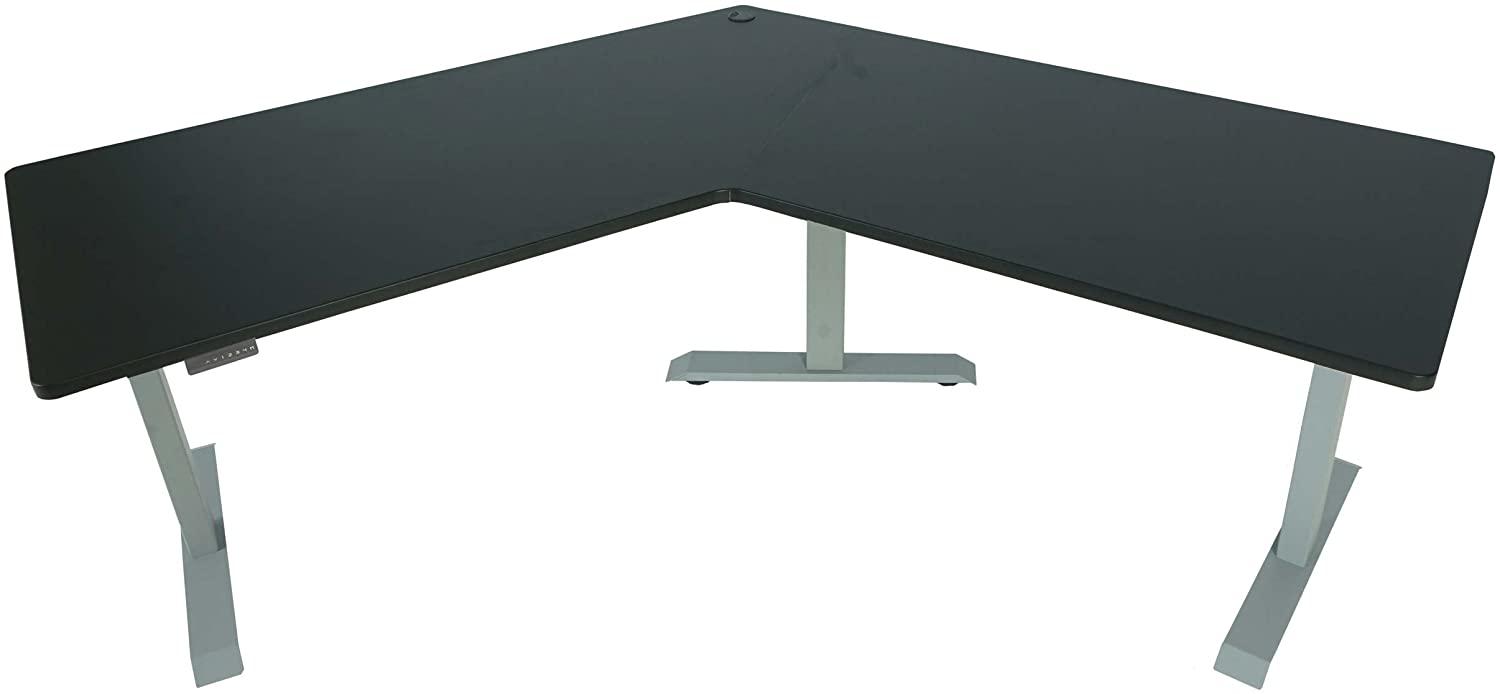 'HWC-D40' Schreibtisch mit 120°-Winkel, elektrisch höhenverstellbar, schwarz/ grau, 56-121 x 75 x 257 cm Bild 1